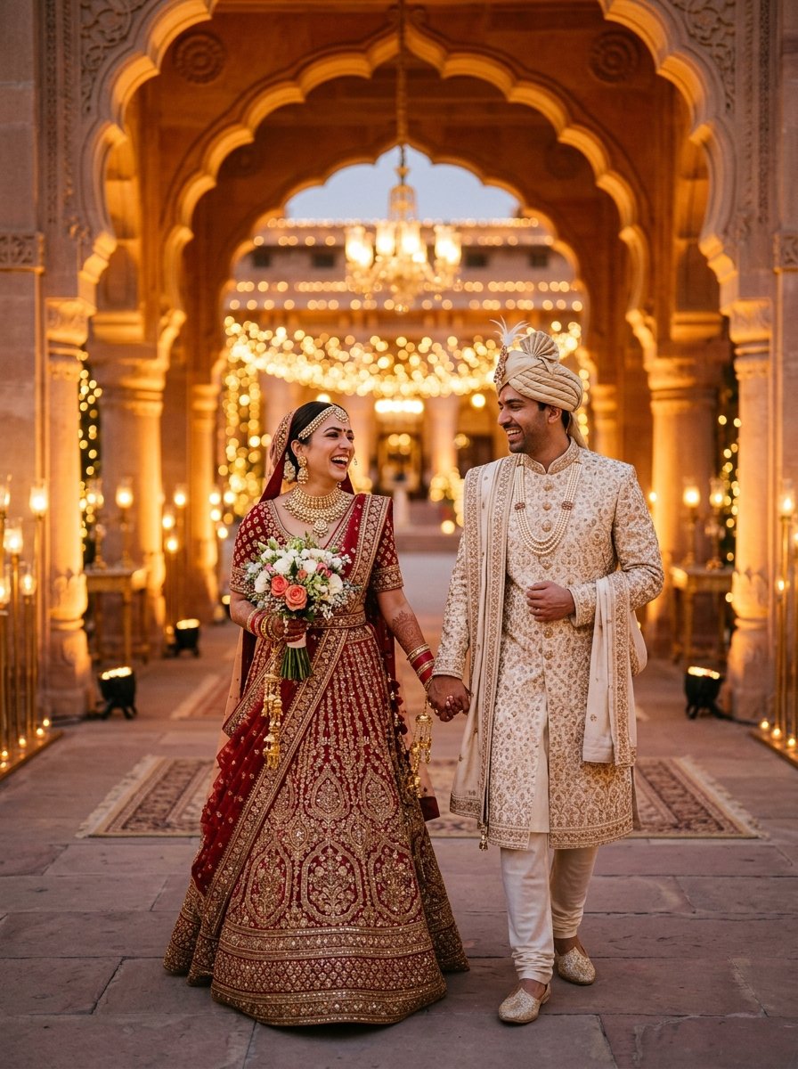 Real Indian couple walk